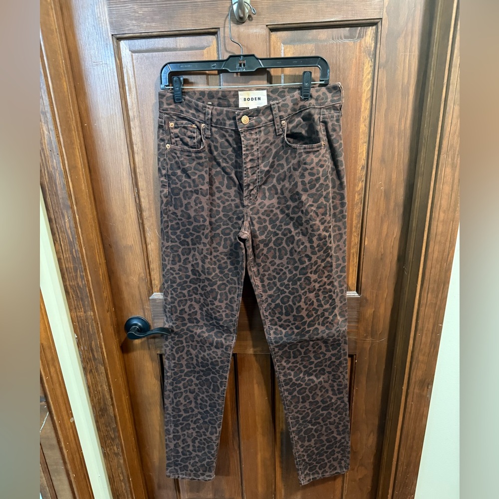 Boden Brown Leopard Print Jeans